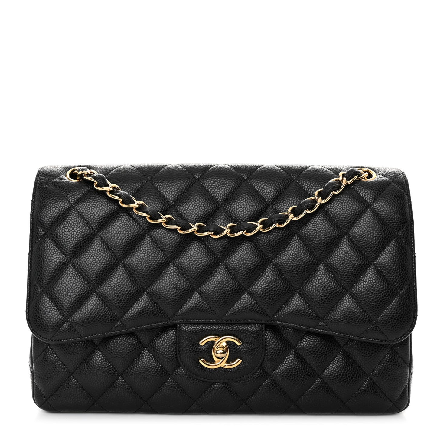 Caviar Quilted Jumbo Double Flap Black