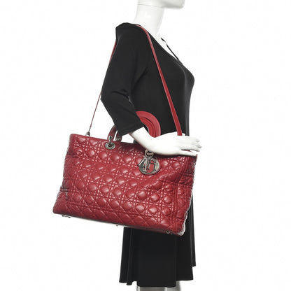 Christian Dior Lambskin Cannage Large Lady Dior Red 2 of 12