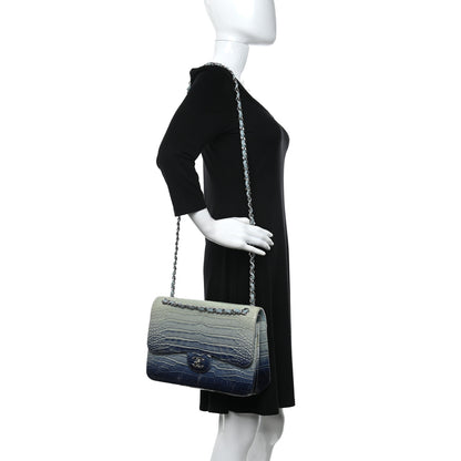 Chanel Alligator Ombre Jumbo Double Flap Blue 2 of 17