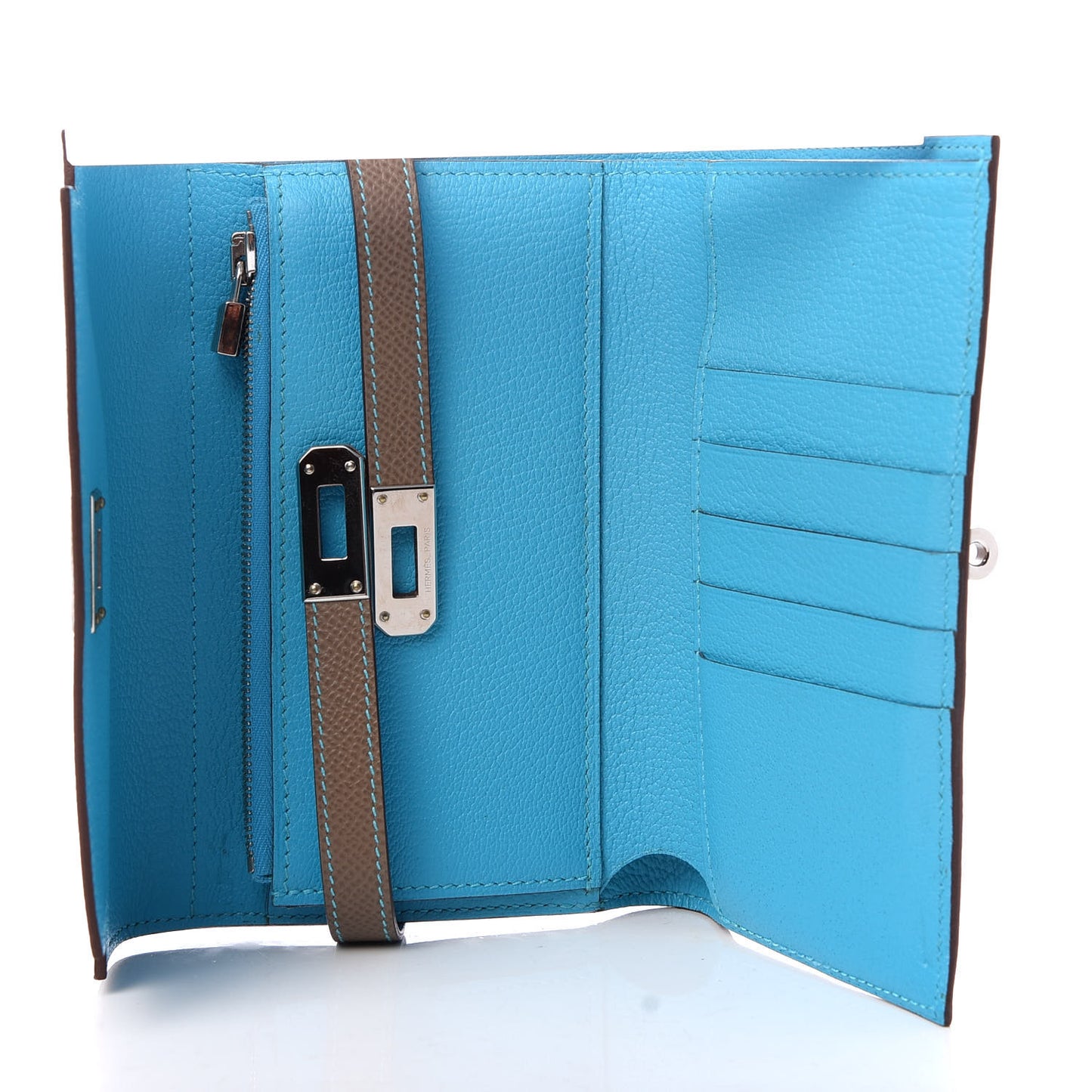 Epsom Candy Medium Kelly Wallet Etoupe Bleu Azteque