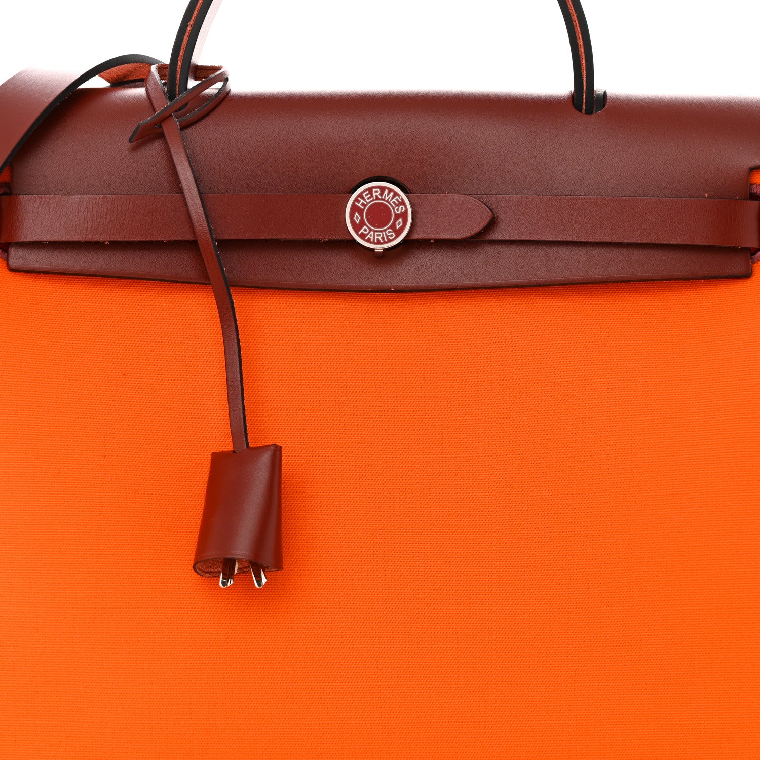 Hermes Toile Officier Vache Hunter Laque Herbag Zip PM 31 Orange Rouge H 9 of 11