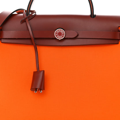 Hermes Toile Officier Vache Hunter Laque Herbag Zip PM 31 Orange Rouge H 9 of 11