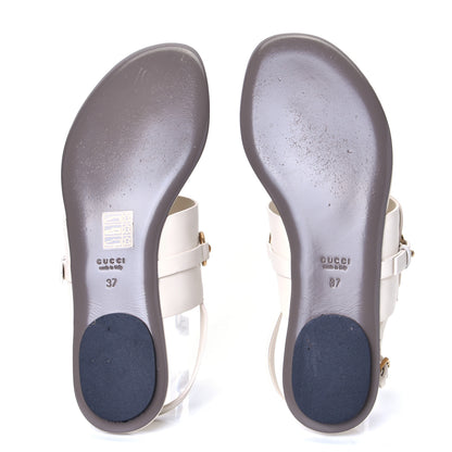 Gucci Lifford Calfskin Horsebit Thong Sandals 37 Mystic White 4 of 4