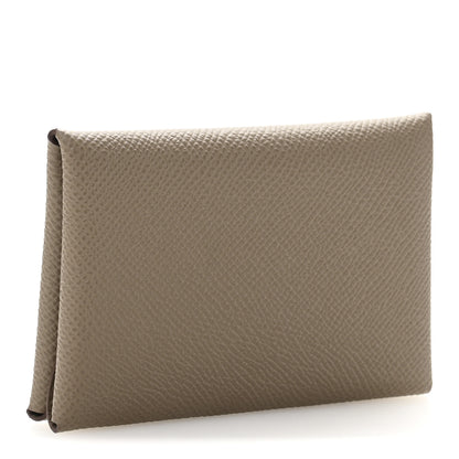 Hermes Epsom Calvi Duo Card Case Etoupe 3 of 8