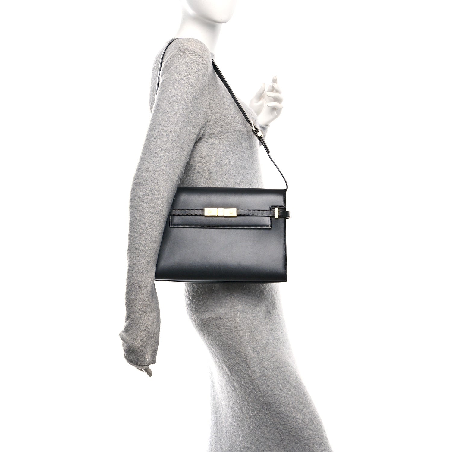Saint Laurent Smooth Calfskin Manhattan Shoulder Bag Black 2 of 10