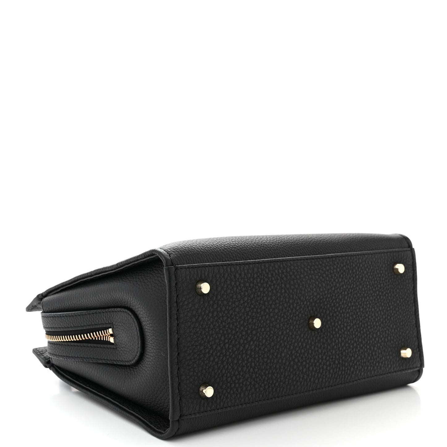 Grained Calfskin Small Edith Top Handle Bag Black