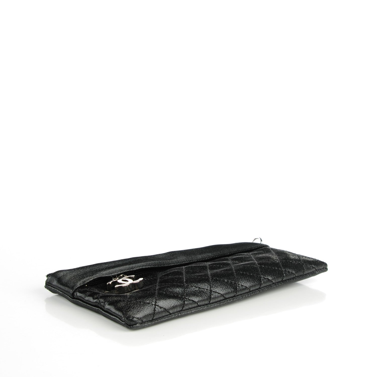 Chanel Coated Canvas Quilted Paris Biarritz Ligne Clutch Black 4 of 7