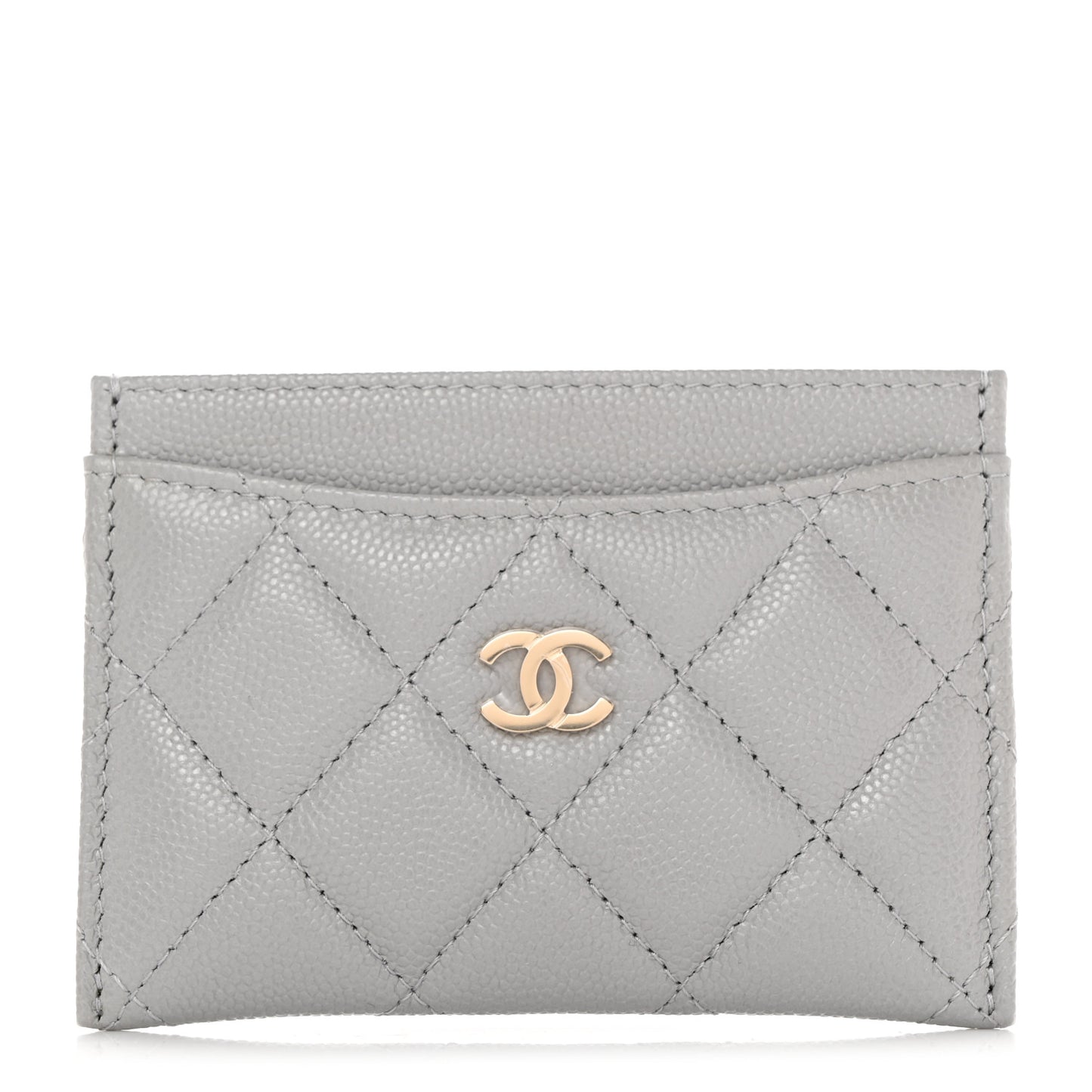Caviar Quilted Card Holder Grey