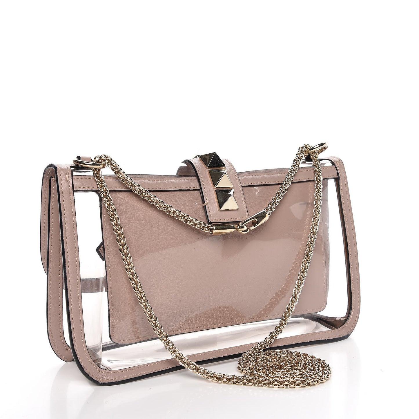 PVC Nappa Naked Medium Glam Lock Rockstud Flap Poudre