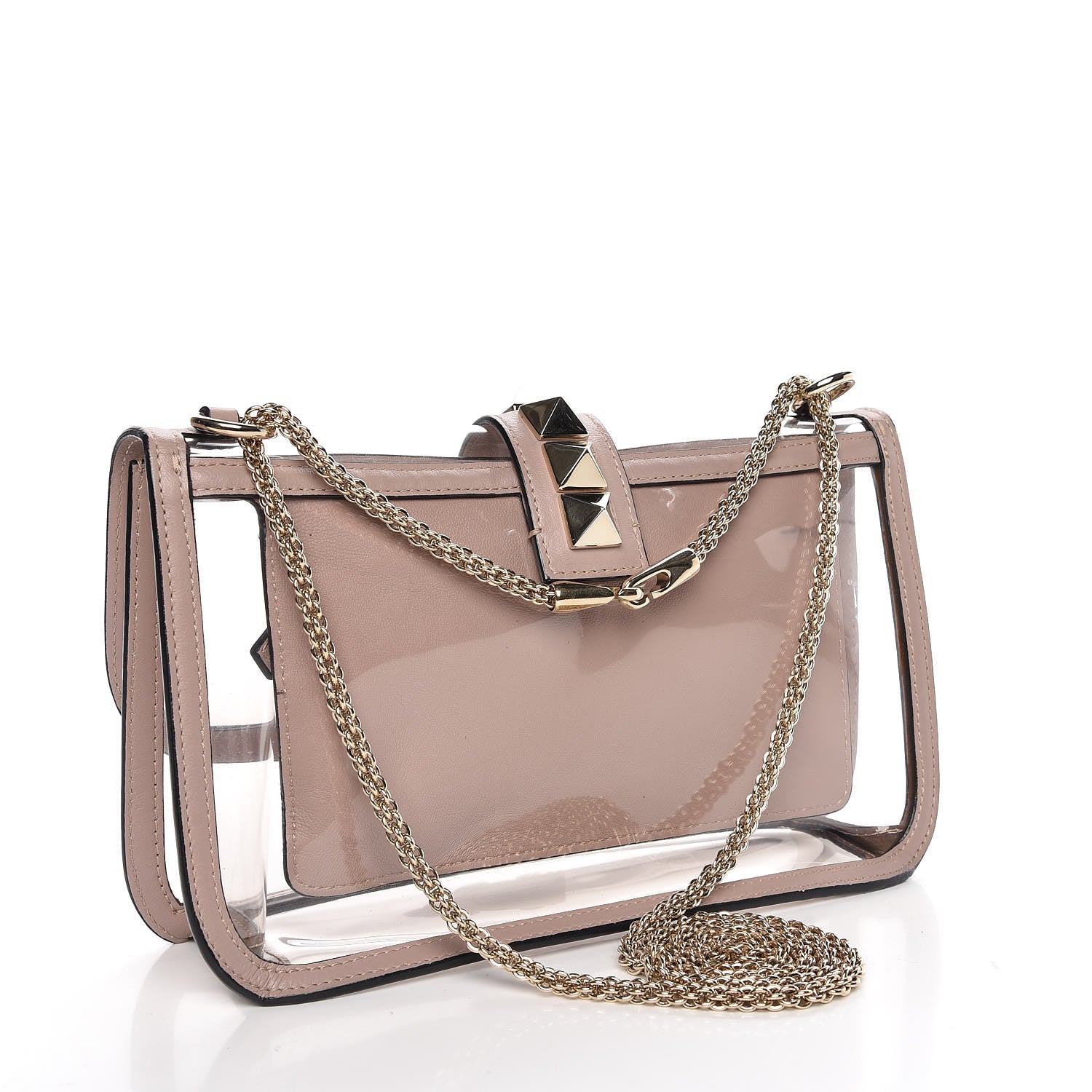 Valentino Garavani PVC Nappa Naked Medium Glam Lock Rockstud Flap Poudre 4 of 9