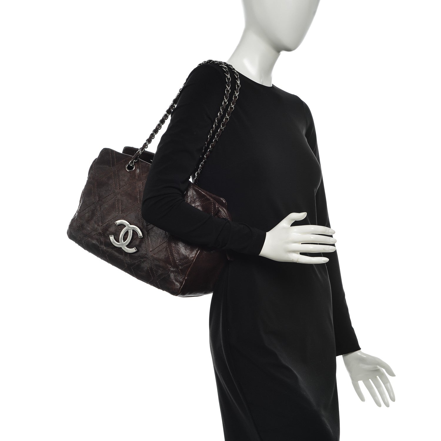 Chanel Calfskin Large Diamond Stitch Tote Brown 2 of 16