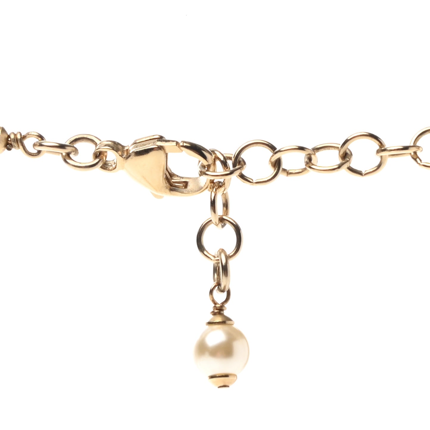 Pearl Baguette Crystal CC Moon Long Necklace Gold