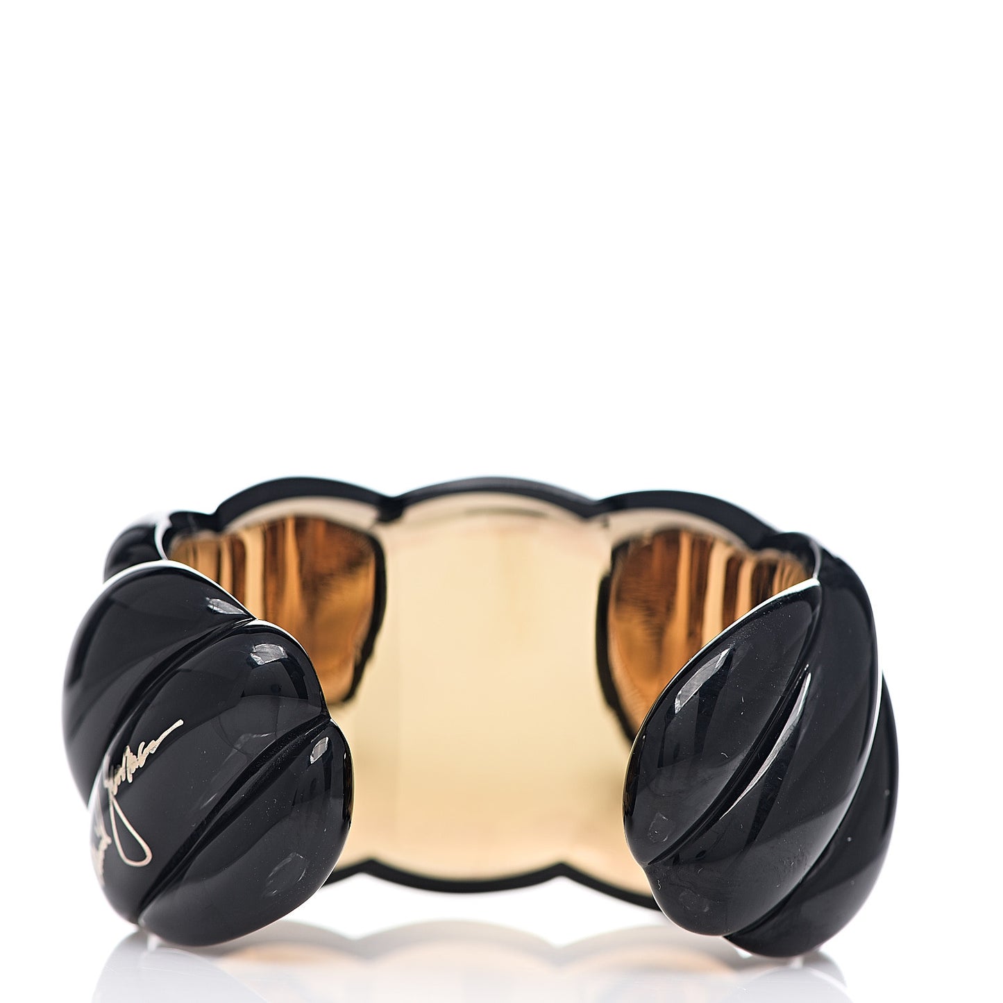 Sterling Silver Vermeil Black Resin Sculpted Cable Cuff Bracelet