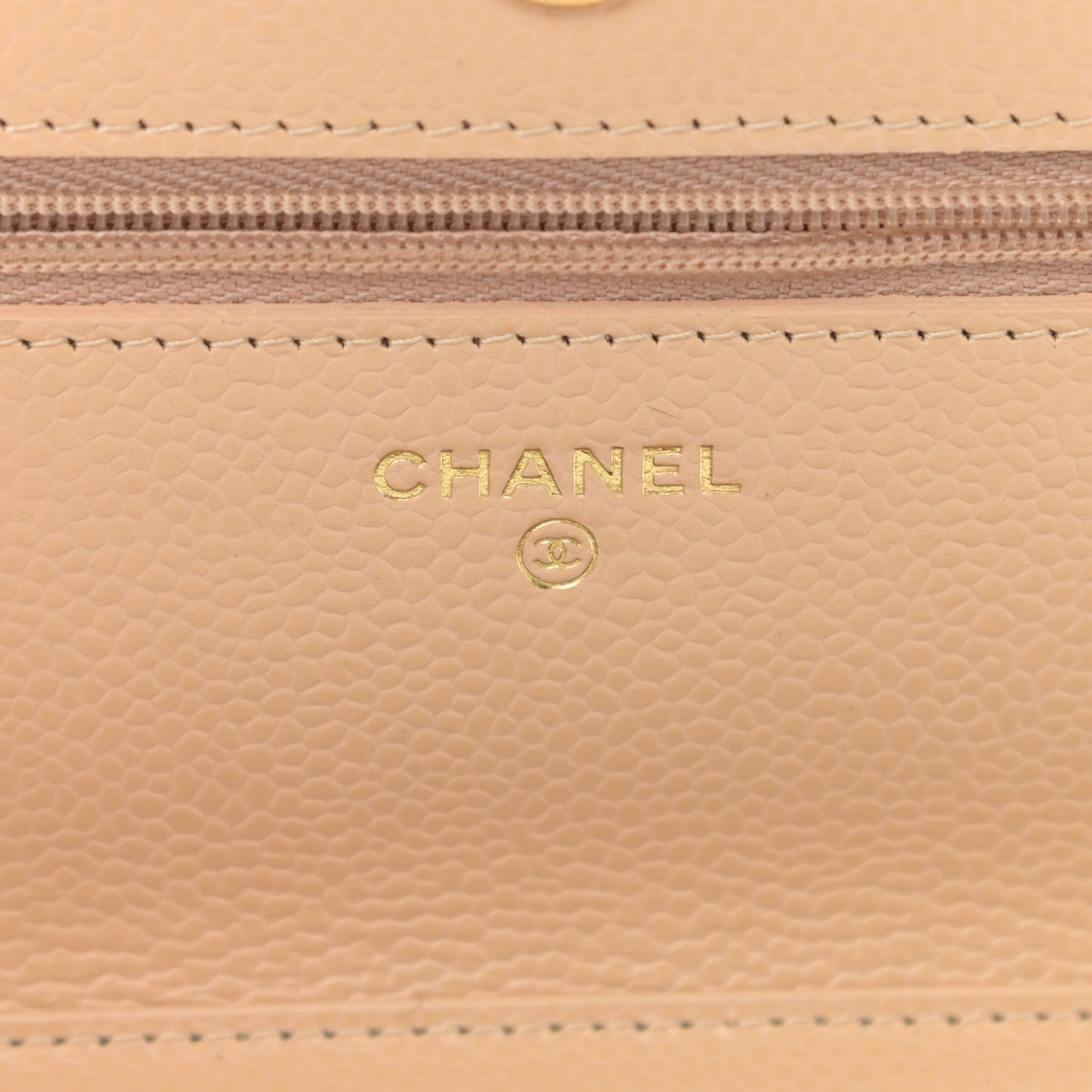 Caviar Quilted Wallet On Chain WOC Beige