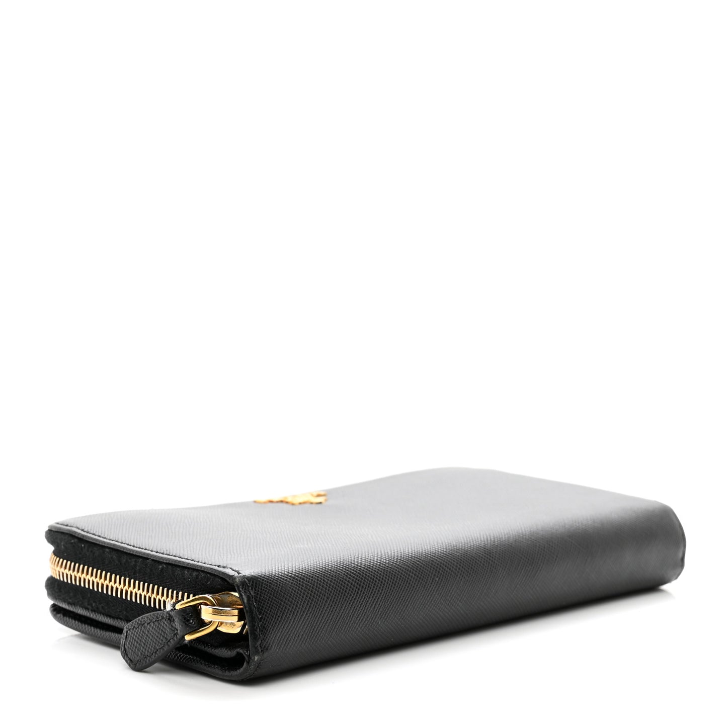 Saffiano Metal Zip Around Organizer Wallet Black