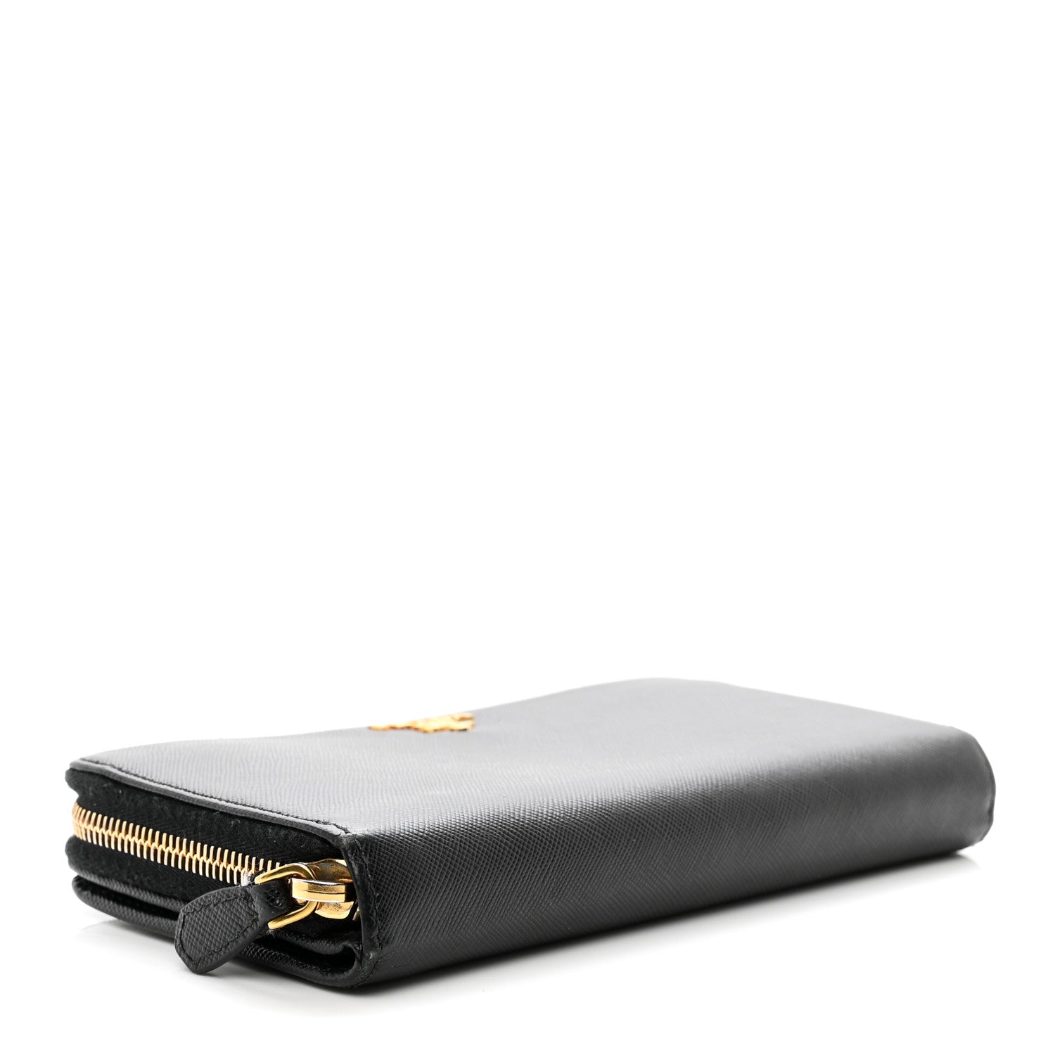 Prada Saffiano Metal Zip Around Organizer Wallet Black 4 of 11