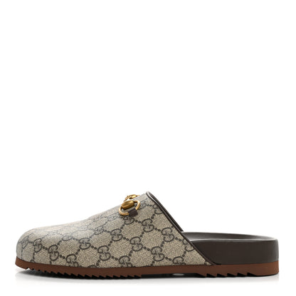 Gucci GG Supreme Monogram Miro Soft Calfskin Womens Horsebit Slippers 40 Beige Ebony New Acero 1 of 10