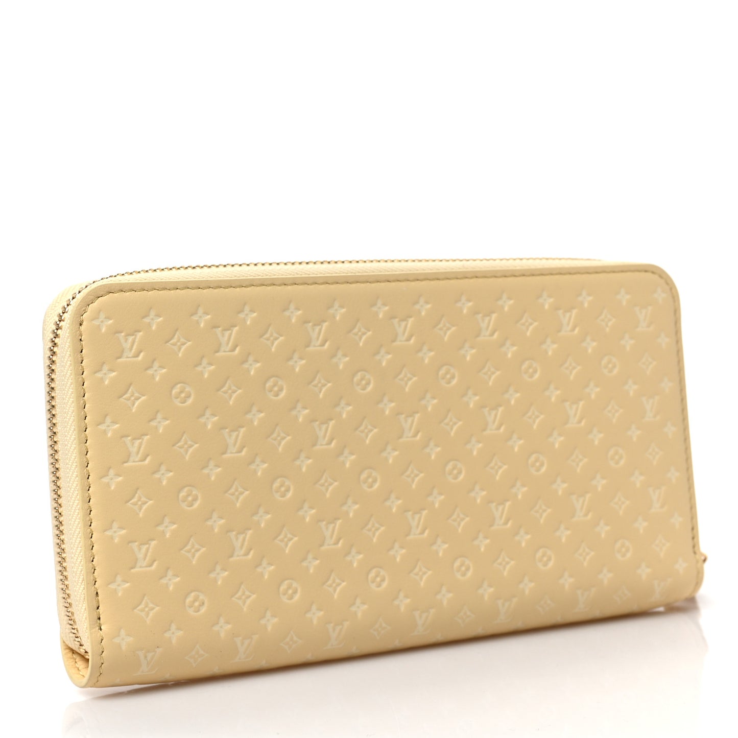 Calfskin Nanogram Embossed Zippy Wallet Jaune