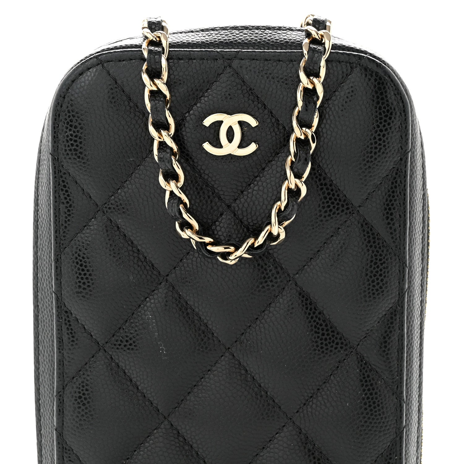 Chanel Caviar Quilted Phone Holder Wallet On Chain WOC Black 8 of 11