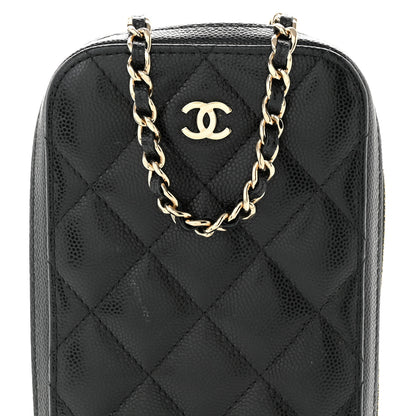 Chanel Caviar Quilted Phone Holder Wallet On Chain WOC Black 8 of 11