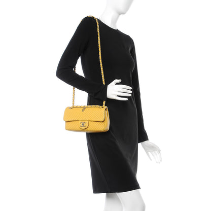 Chanel Calfskin Chevron Quilted Small Surpique Flap Yellow 2 of 11