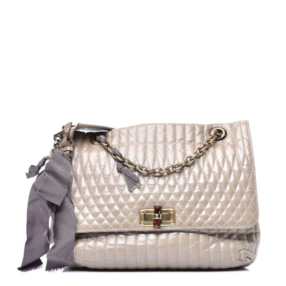 Lanvin Soft Calfskin Quilted Happy Shoulder Bag Grege 1 of 9