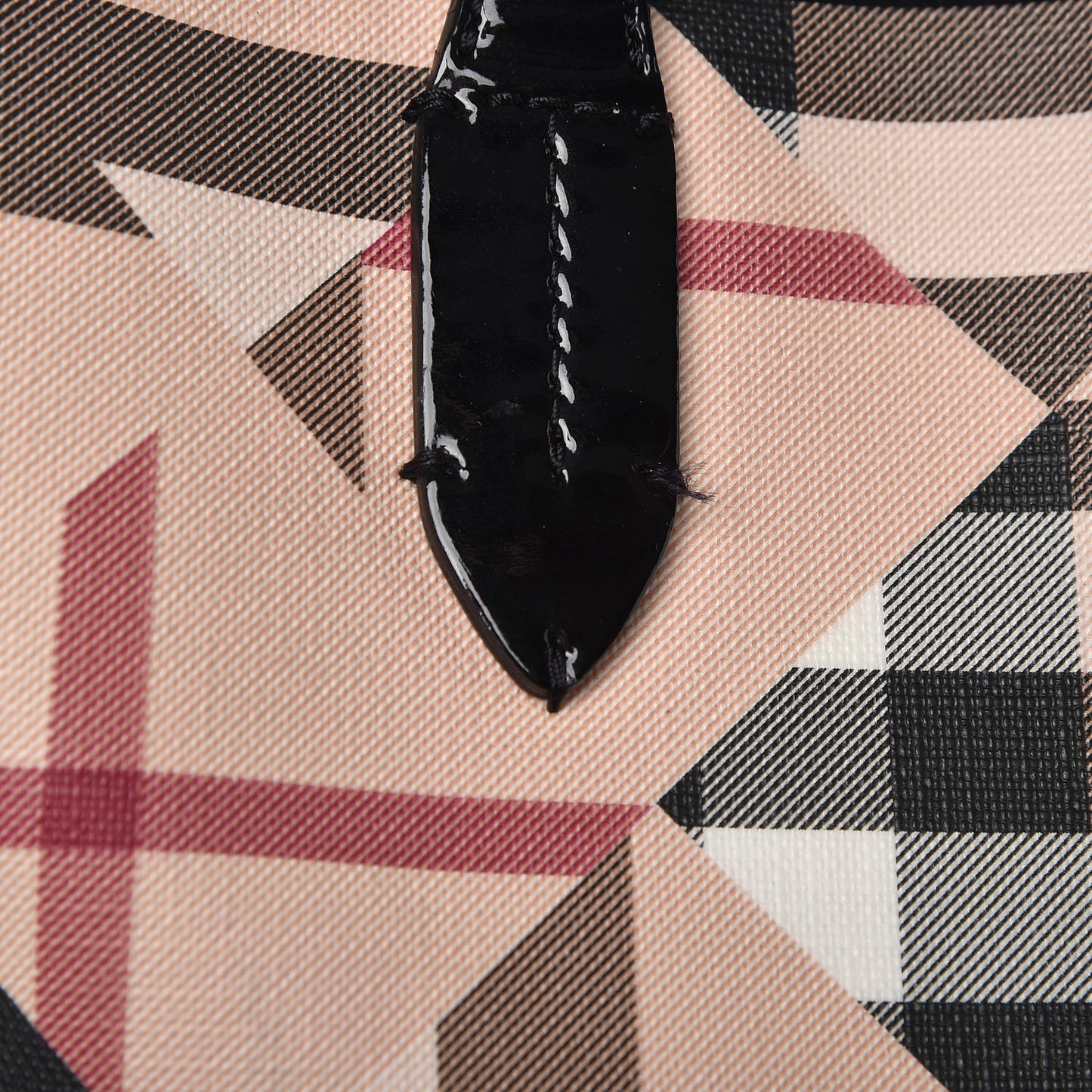 Patent Trim Patchwork Check Small Tote Black