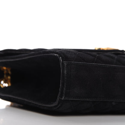 Saint Laurent Suede Mixed Matelasse Triquilt Medium Monogram Satchel Black 6 of 9