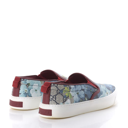 Gucci GG Supreme Monogram Blooms Womens Slip On Sneakers 38.5 Beige Blue Navy Red 4 of 9