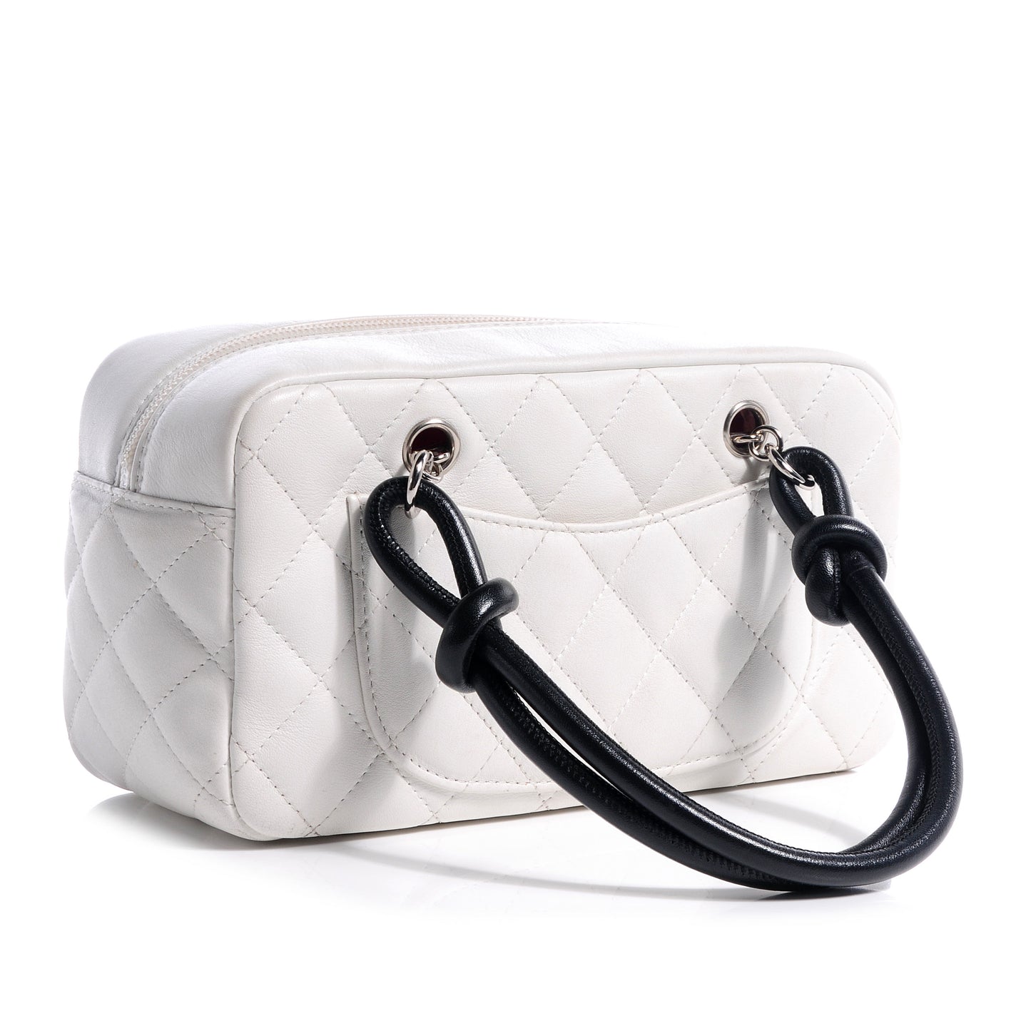 Calfskin Quilted Small Cambon Bowler White Black