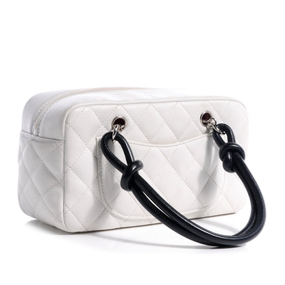 Chanel Calfskin Quilted Small Cambon Bowler White Black 3 of 7
