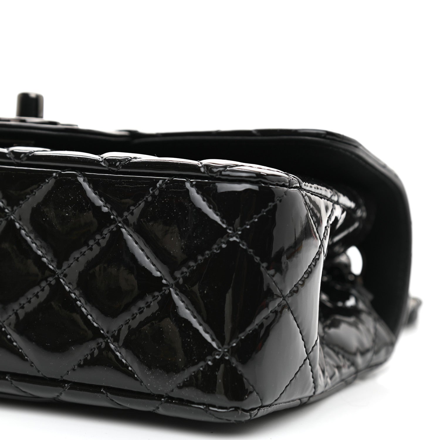 Chanel Patent Calfskin Quilted Mini Rectangular Flap So Black 10 of 10