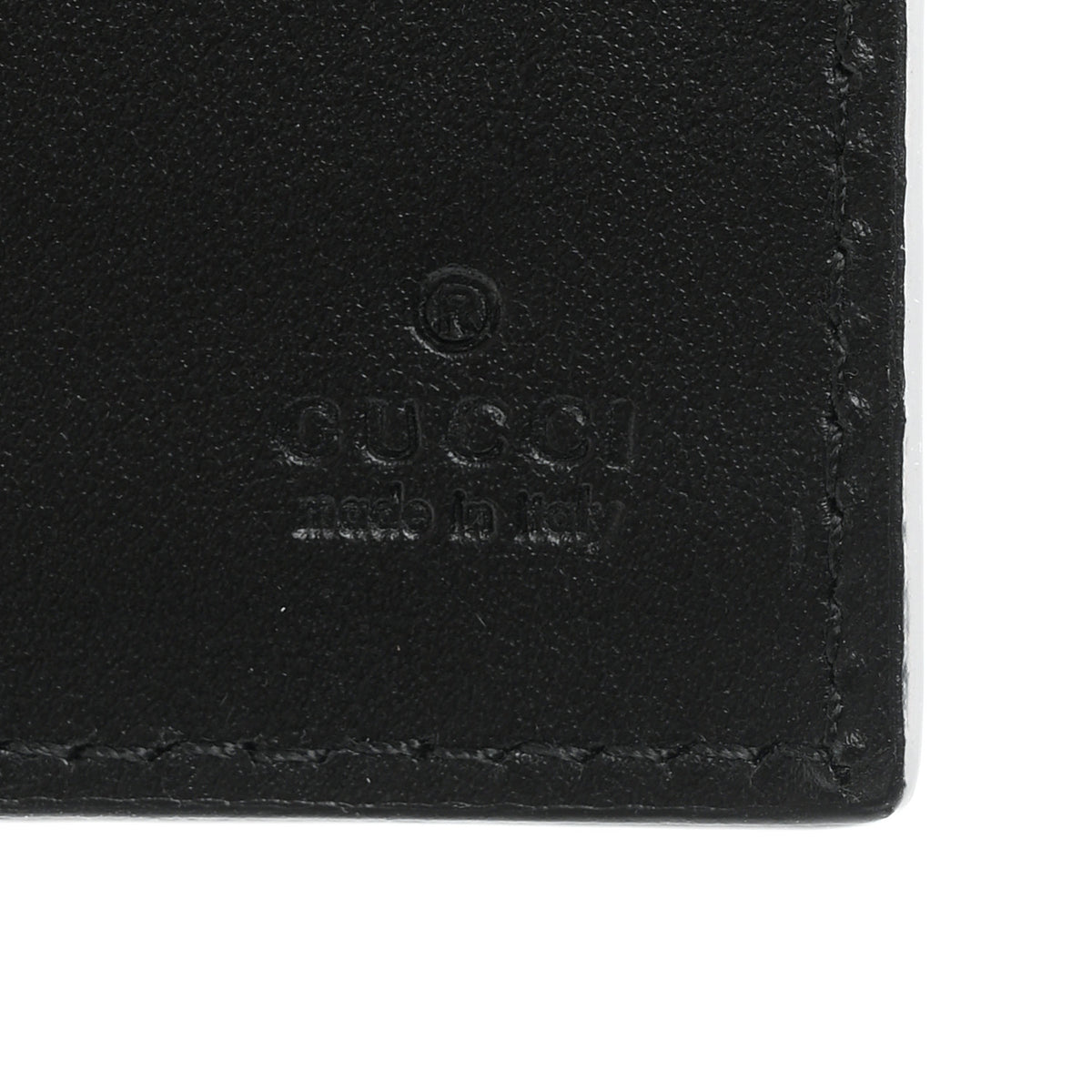 GG Calfskin Embossed Emblem Bi-Fold Wallet Black