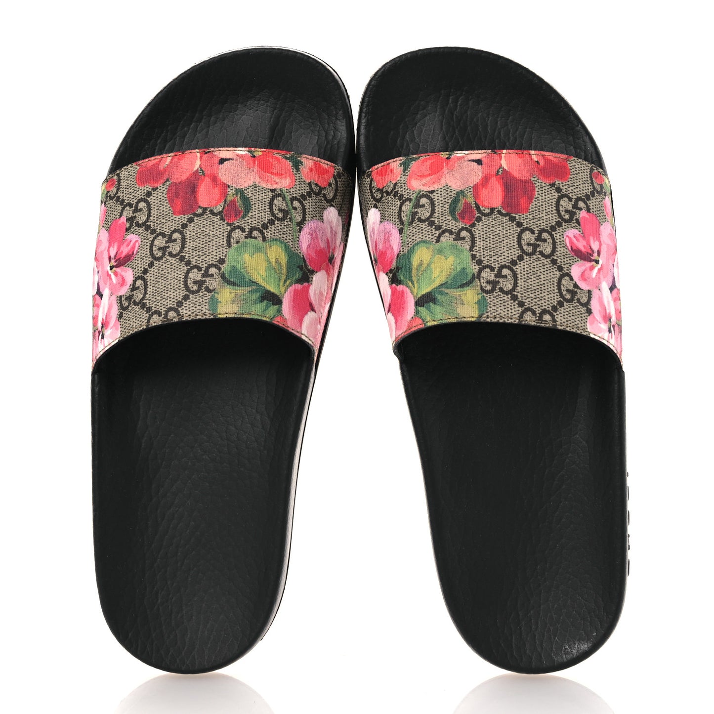 GG Supreme Monogram Blooms Slide Sandals 36 Beige Multicolor