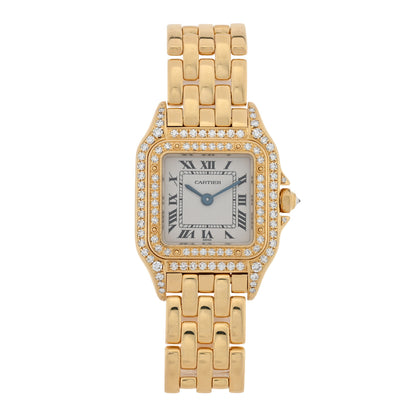 Cartier 18K Yellow Gold Diamond 22mm Double Row Panthere Quartz Watch 1 of 4