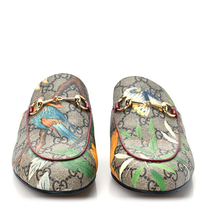 Gucci GG Supreme Monogram Tian Womens Princetown Slippers 38 Beige Ebony Multicolor 2 of 9