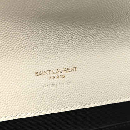 Saint Laurent Grain De Poudre Textured Mixed Matelasse Triquilt Monogram Clutch Crema Soft 12 of 14