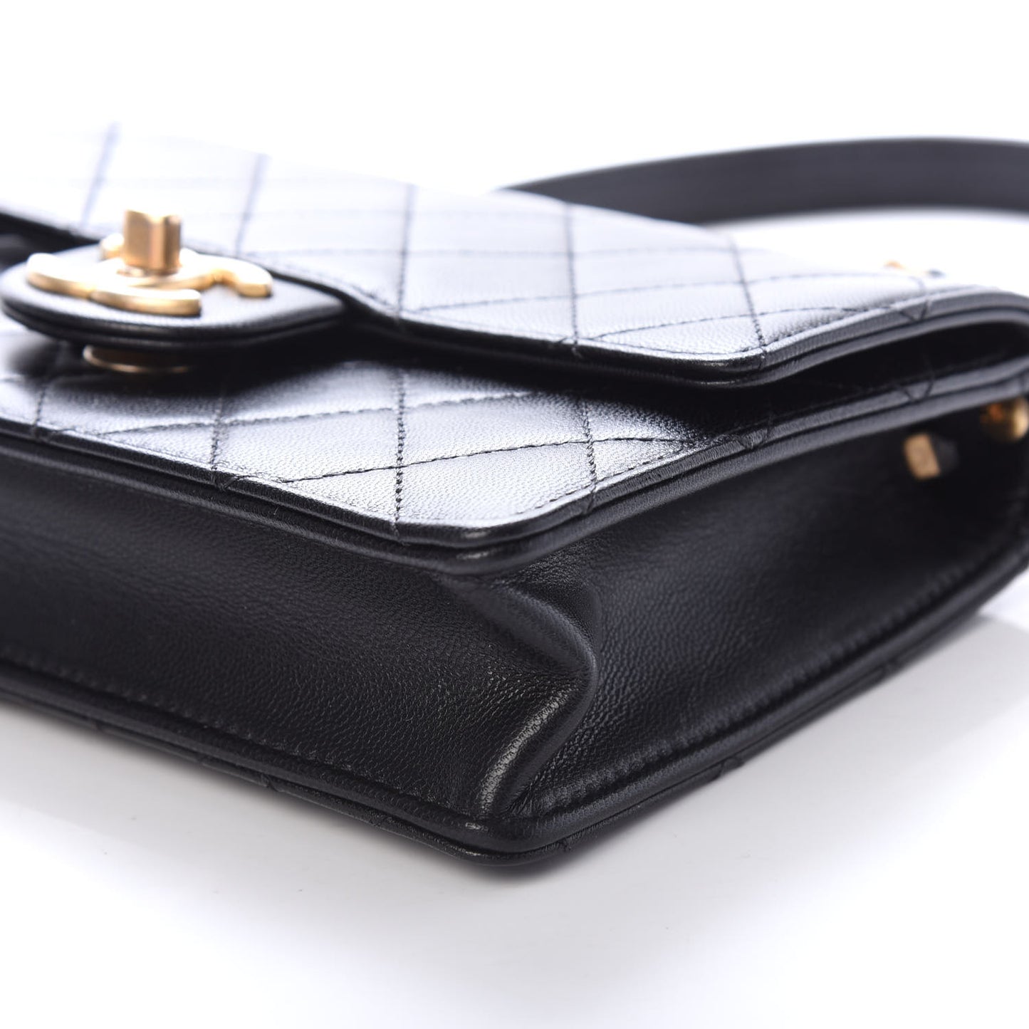 Goatskin Quilted Acrylic Beads Small Flap Black