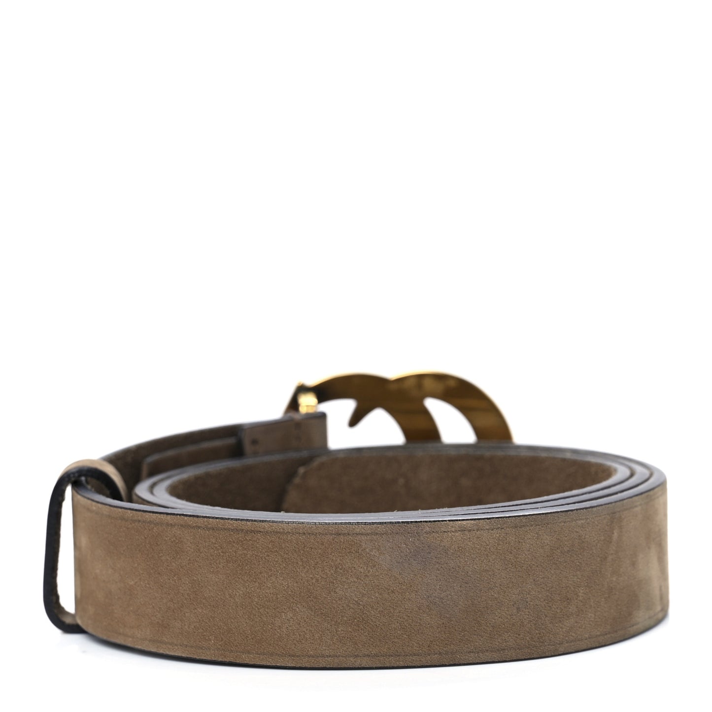 Suede Sculpted GG Belt 90 36 Dark Brown