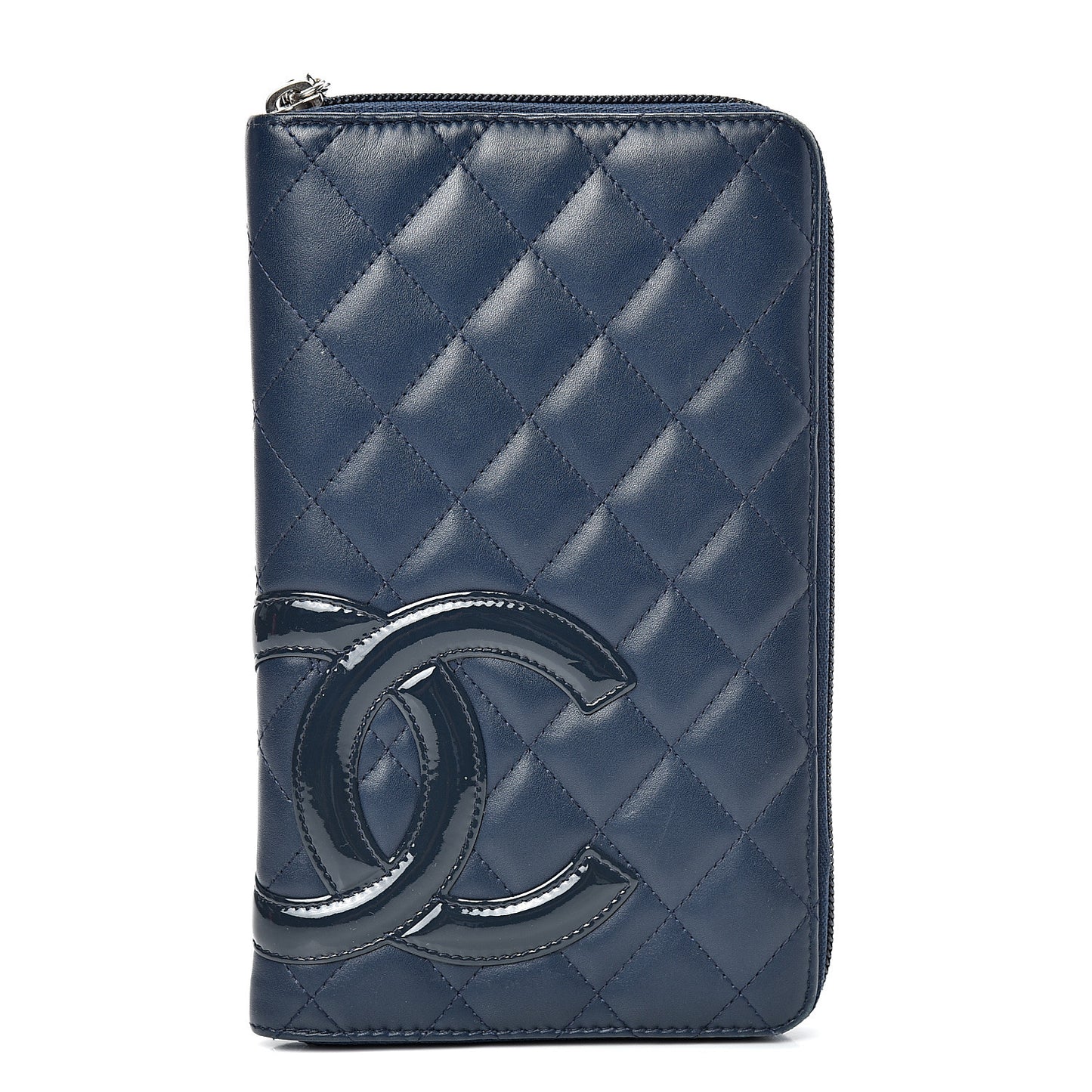 Calfskin Cambon Zip Around Organizer Wallet Navy