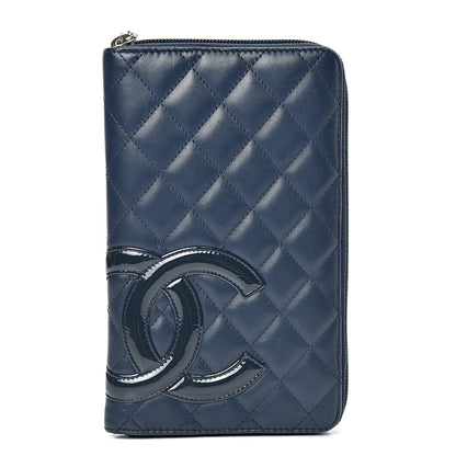 Chanel Calfskin Cambon Zip Around Organizer Wallet Navy 1 of 17