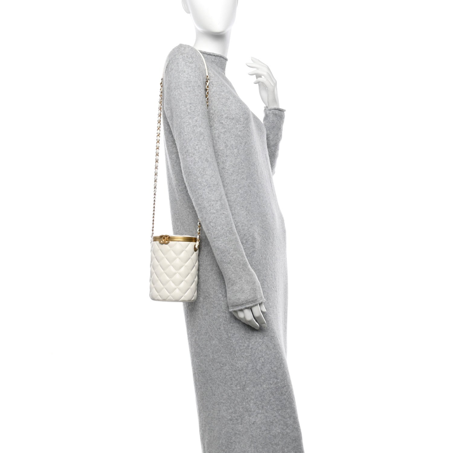 Chanel Lambskin Quilted Crown Box Bag White 2 of 12