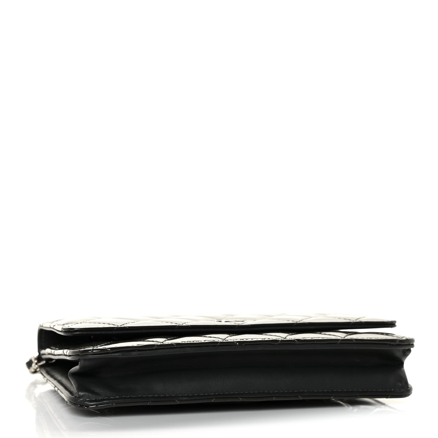 Chanel Patent Quilted Wallet On Chain WOC Dark Grey 3 of 13