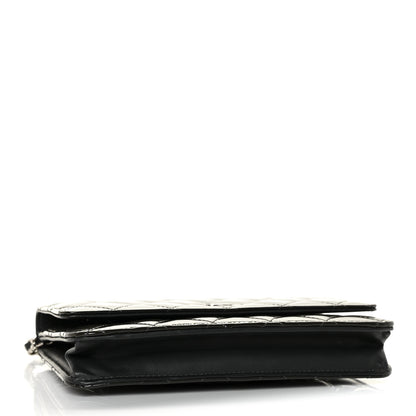 Chanel Patent Quilted Wallet On Chain WOC Dark Grey 3 of 13