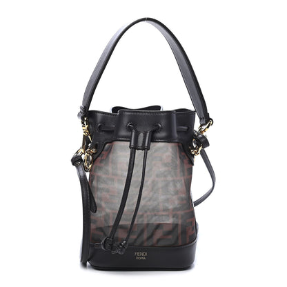 Fendi Mesh Vitello Grace F is Fendi FF 1974 Mini Mon Tresor Bucket Bag Marrone Black Ebano 1 of 9