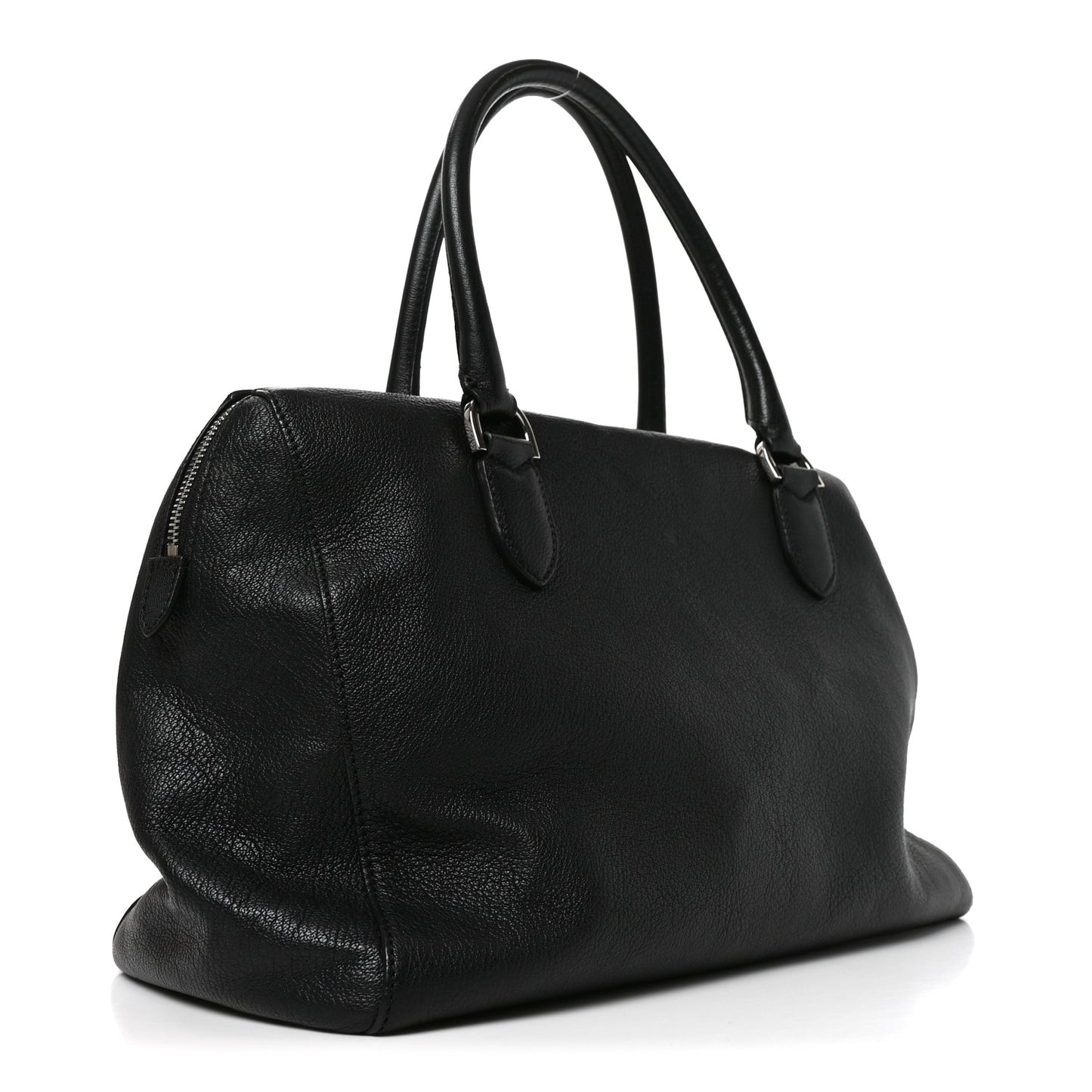 Glossy Goatskin Medium Del Rey Satchel Black