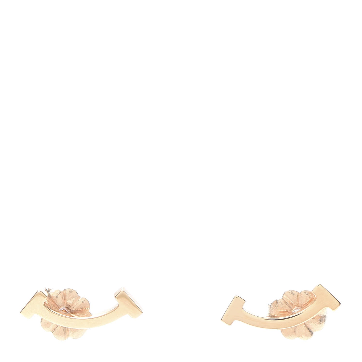 Tiffany 18K Rose Gold T Smile Stud Earrings 1 of 6