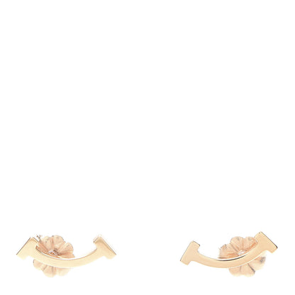 Tiffany 18K Rose Gold T Smile Stud Earrings 1 of 6