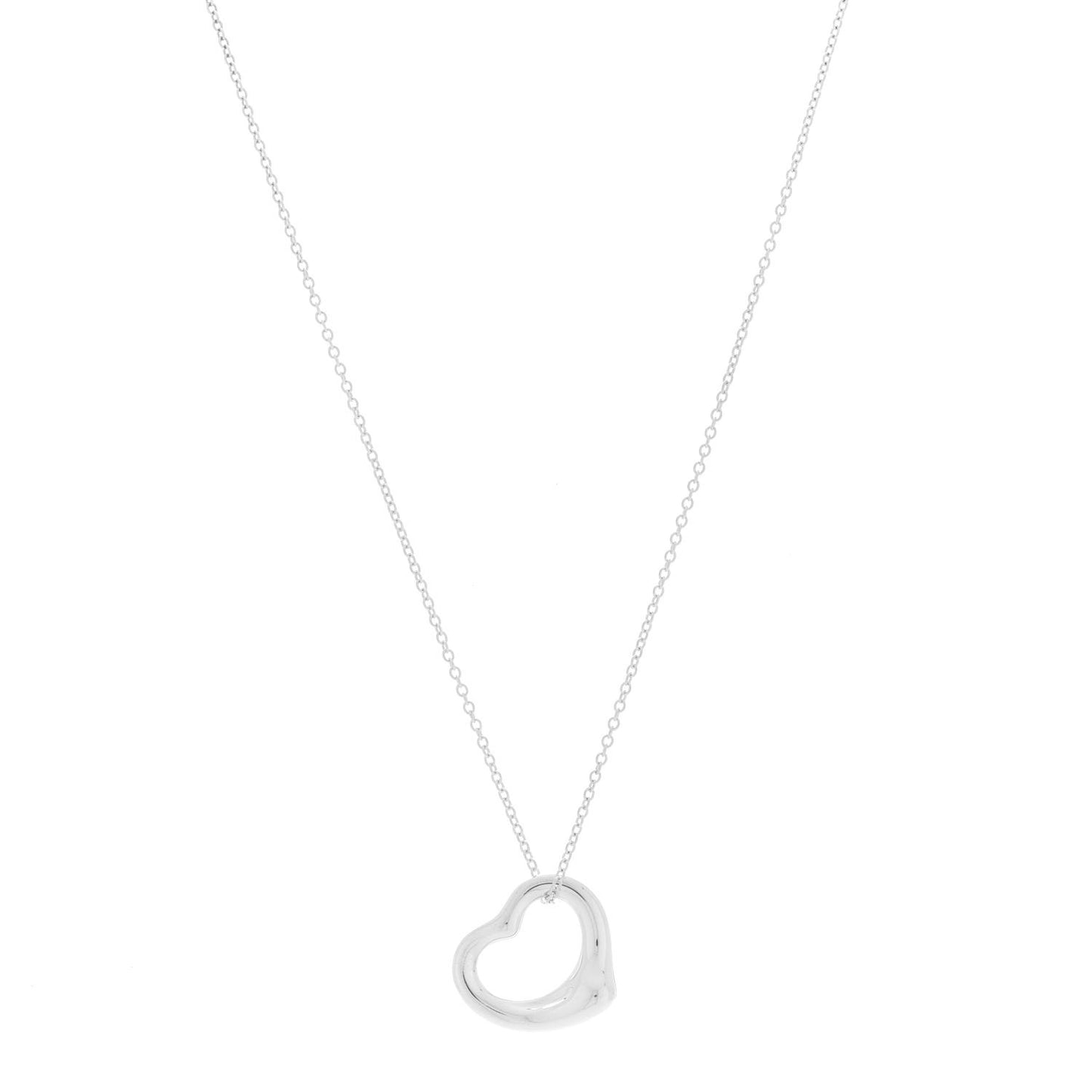 Sterling Silver 16mm Elsa Peretti Open Heart Pendant Necklace