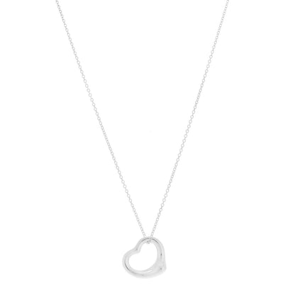 Tiffany Sterling Silver 16mm Elsa Peretti Open Heart Pendant Necklace 1 of 6